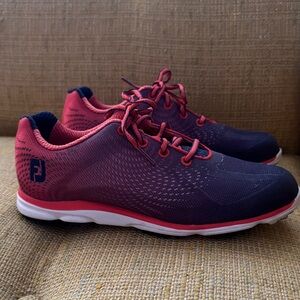 8.5 FootJoy Women's Spikeless Golf Shoes - Orange and Purple